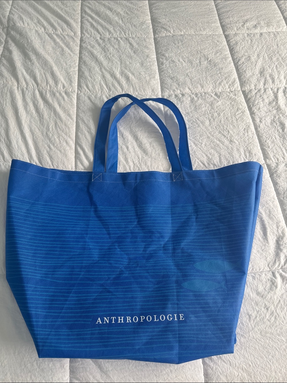 Anthropologie Royal Blue Striped Logo reusable Tote
